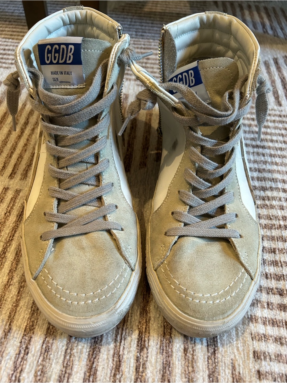 Golden Goose Beige Suede High-Top Sneakers